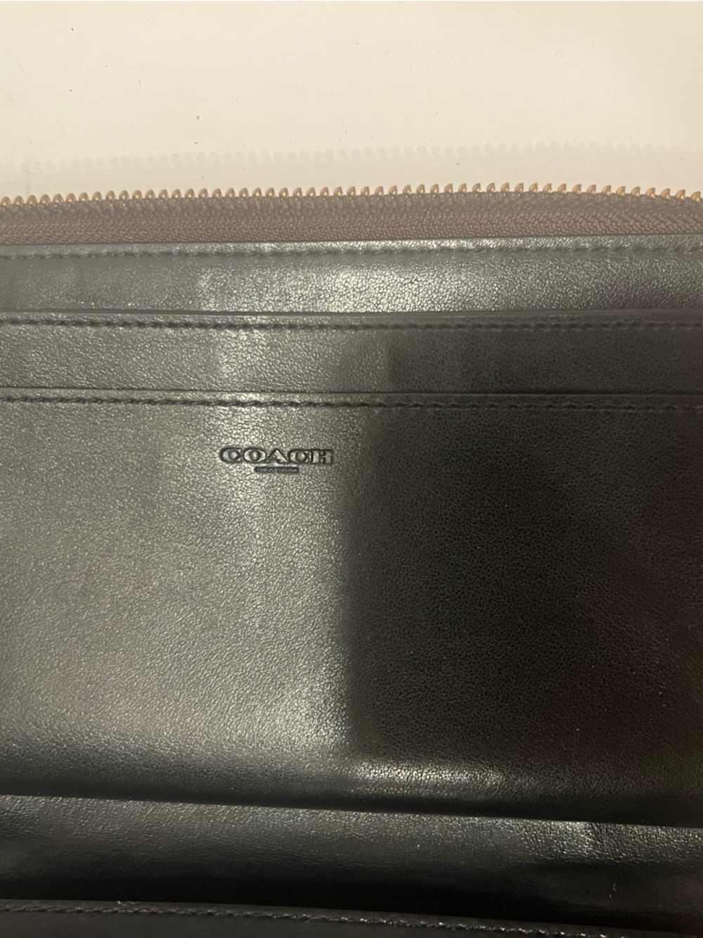 Authentic Coach Slim Zip Around Wallet in Signature Coated Canvas – Brown/Black - Picture 7 of 10